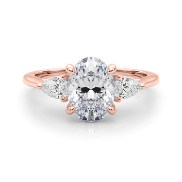3-Stone Oval Engagement Ring W/ Pear Sides – Pear-Shaped Lab Diamond Engagement Ring in 18K Gold | Just Brilliant – view 12