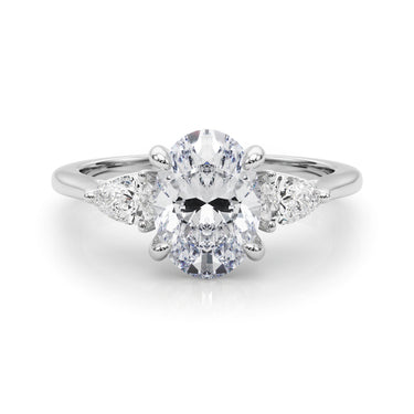3-Stone Oval Engagement Ring W/ Pear Sides – Pear-Shaped Lab Diamond Engagement Ring in 18K Gold | Just Brilliant – lifest...