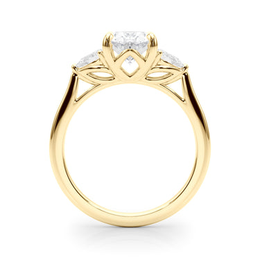 3-Stone Oval Engagement Ring W/ Pear Sides – Pear-Shaped Lab Diamond Engagement Ring in 18K Gold | Just Brilliant – angle ...