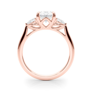 3-Stone Oval Engagement Ring W/ Pear Sides – Pear-Shaped Lab Diamond Engagement Ring in 18K Gold | Just Brilliant – view 10