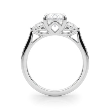 3-Stone Oval Engagement Ring W/ Pear Sides – Pear-Shaped Lab Diamond Engagement Ring in 18K Gold | Just Brilliant – detail...