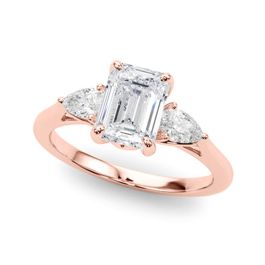 3-Stone Emerald Engagement Ring W/ Pear Sides – Pear-Shaped Emerald Engagement Ring in 18K Gold | Just Brilliant – view 9