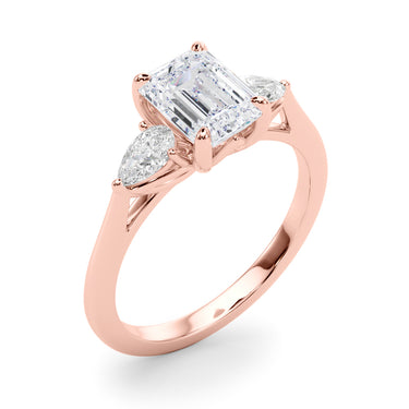 3-Stone Emerald Engagement Ring W/ Pear Sides – Pear-Shaped Emerald Engagement Ring in 18K Gold | Just Brilliant – view 11