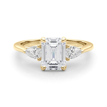 3-Stone Emerald Engagement Ring W/ Pear Sides – Pear-Shaped Emerald Engagement Ring in 18K Gold | Just Brilliant – view 8