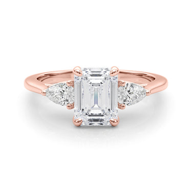 3-Stone Emerald Engagement Ring W/ Pear Sides – Pear-Shaped Emerald Engagement Ring in 18K Gold | Just Brilliant – view 12