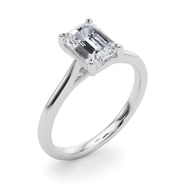Solitaire Emerald Cut Engagement Ring – Emerald Cut Emerald Engagement Ring in 18K Gold | Just Brilliant – close-up view