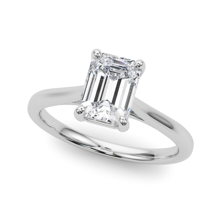 Solitaire Emerald Cut Engagement Ring – Emerald Cut Emerald & Lab Diamond Engagement Ring in 18K Gold | Just Brilliant