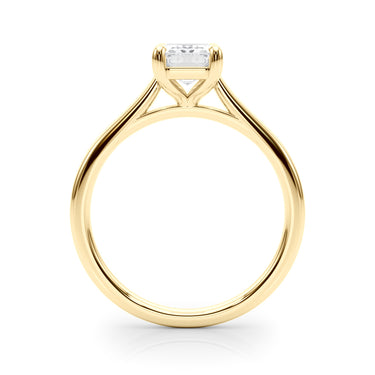 Solitaire Emerald Cut Engagement Ring – Emerald Cut Emerald Engagement Ring in 18K Gold | Just Brilliant – angle view