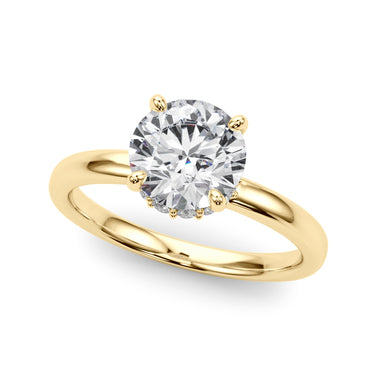 Round Hidden Halo Engagement Ring – Round Lab Diamond Engagement Ring in 18K Gold | Just Brilliant – side view
