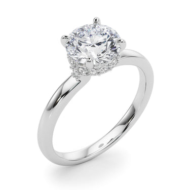 Round Hidden Halo Engagement Ring – Round Lab Diamond Engagement Ring in 18K Gold | Just Brilliant – lifestyle view