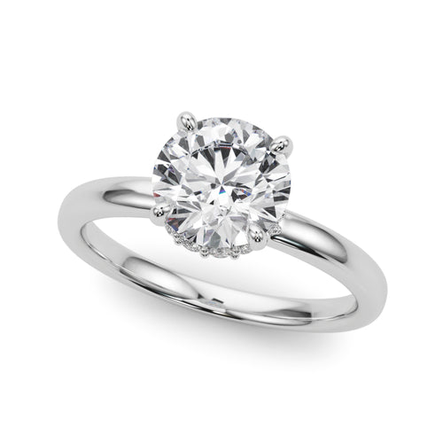 Round Hidden Halo Engagement Ring