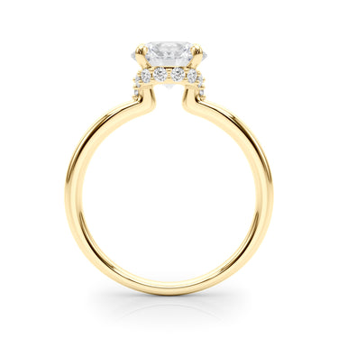 Round Hidden Halo Engagement Ring – Round Lab Diamond Engagement Ring in 18K Gold | Just Brilliant – angle view