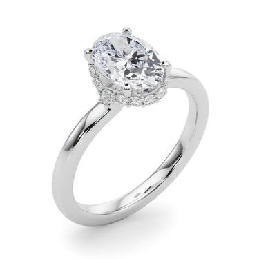 Hidden Halo Oval Engagement Ring – Oval Lab Diamond Engagement Ring in 18K Gold | Just Brilliant – lifestyle view