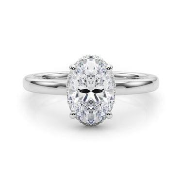 Hidden Halo Oval Engagement Ring – Oval Lab Diamond Engagement Ring in 18K Gold | Just Brilliant – close-up view