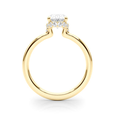 Hidden Halo Oval Engagement Ring – Oval Lab Diamond Engagement Ring in 18K Gold | Just Brilliant – angle view