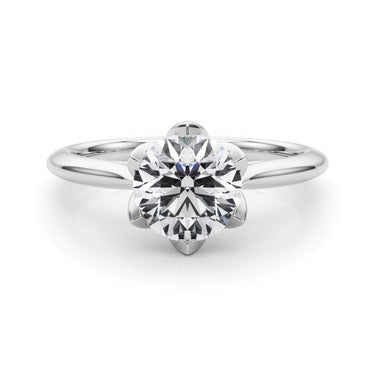 6-Prong Round Tulip Solitaire Engagement Ring – Round Lab Diamond Engagement Ring in 18K Gold | Just Brilliant – close-up ...