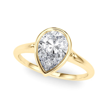 Bezel Set Pear Solitaire Engagement Ring – Pear-Shaped Lab Diamond Engagement Ring in 18K Gold | Just Brilliant – side view