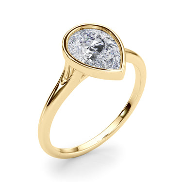 Bezel Set Pear Solitaire Engagement Ring – Pear-Shaped Lab Diamond Engagement Ring in 18K Gold | Just Brilliant – view 8