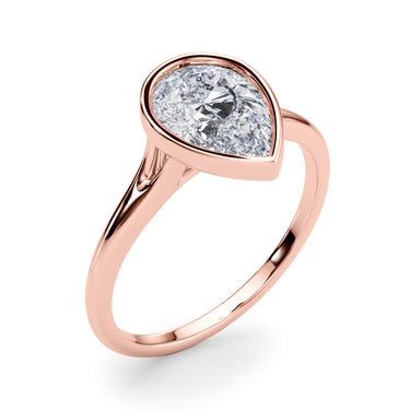 Bezel Set Pear Solitaire Engagement Ring – Pear-Shaped Lab Diamond Engagement Ring in 18K Gold | Just Brilliant – view 12