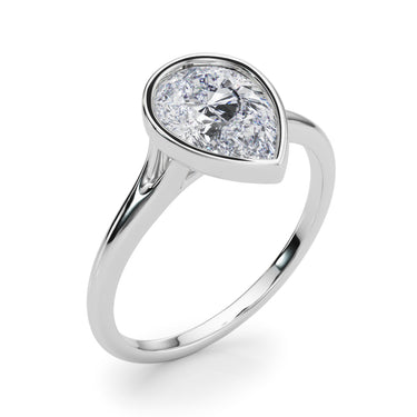 Bezel Set Pear Solitaire Engagement Ring – Pear-Shaped Lab Diamond Engagement Ring in 18K Gold | Just Brilliant – lifestyl...