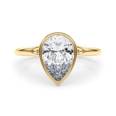 Bezel Set Pear Solitaire Engagement Ring – Pear-Shaped Lab Diamond Engagement Ring in 18K Gold | Just Brilliant – view 7