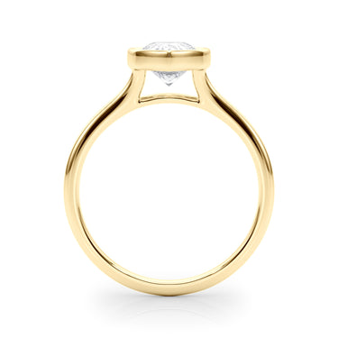 Bezel Set Pear Solitaire Engagement Ring – Pear-Shaped Lab Diamond Engagement Ring in 18K Gold | Just Brilliant – angle view