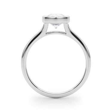 Bezel Set Pear Solitaire Engagement Ring – Pear-Shaped Lab Diamond Engagement Ring in 18K Gold | Just Brilliant – detail view