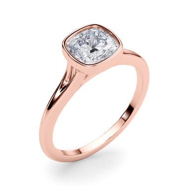 Bezel Set Cushion Solitaire Engagement Ring – Cushion Lab Diamond Engagement Ring in 18K Gold | Just Brilliant – view 12