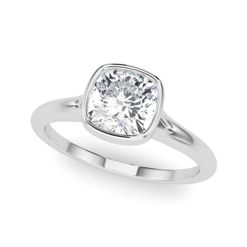 Bezel Set Cushion Solitaire Engagement Ring