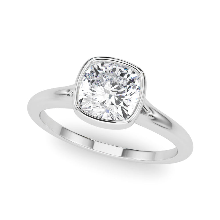 Bezel Set Cushion Solitaire Engagement Ring – Cushion Lab Diamond Engagement Ring in 18K Gold | Just Brilliant