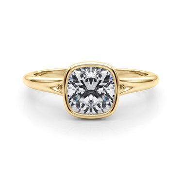 Bezel Set Cushion Solitaire Engagement Ring – Cushion Lab Diamond Engagement Ring in 18K Gold | Just Brilliant – view 7