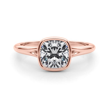 Bezel Set Cushion Solitaire Engagement Ring – Cushion Lab Diamond Engagement Ring in 18K Gold | Just Brilliant – view 11