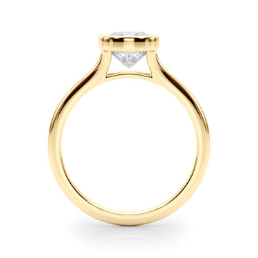 Bezel Set Cushion Solitaire Engagement Ring – Cushion Lab Diamond Engagement Ring in 18K Gold | Just Brilliant – angle view