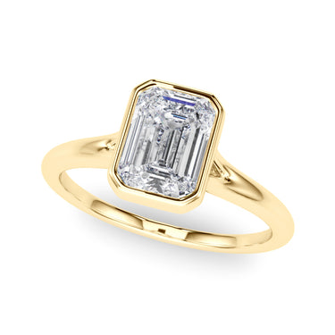Bezel Set Emerald Cut Solitaire Engagement Ring – Emerald Cut Emerald Engagement Ring in 18K Gold | Just Brilliant – side ...