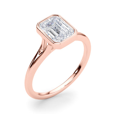 Bezel Set Emerald Cut Solitaire Engagement Ring – Emerald Cut Emerald Engagement Ring in 18K Gold | Just Brilliant – view 12