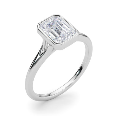 Bezel Set Emerald Cut Solitaire Engagement Ring – Emerald Cut Emerald Engagement Ring in 18K Gold | Just Brilliant – lifes...
