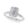 Bezel Set Emerald Cut Solitaire Engagement Ring – Emerald Cut Emerald & Lab Diamond Engagement Ring in 18K Gold | Just Bri...