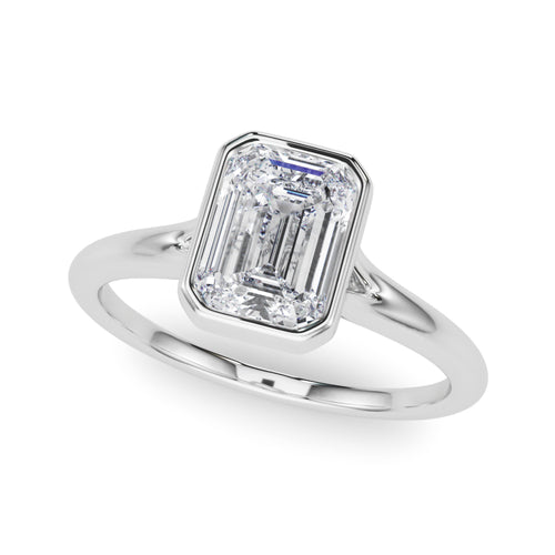 Bezel Set Emerald Cut Solitaire Engagement RIng