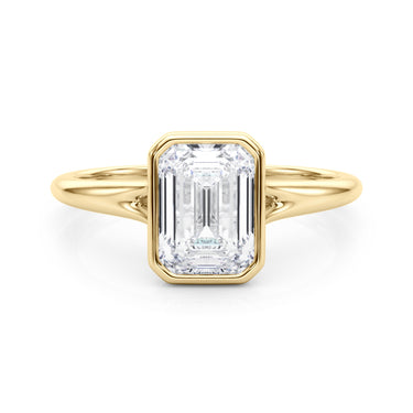 Bezel Set Emerald Cut Solitaire Engagement Ring – Emerald Cut Emerald Engagement Ring in 18K Gold | Just Brilliant – view 7
