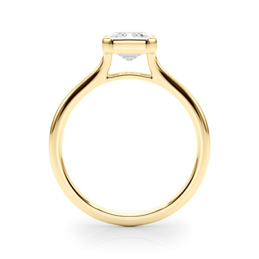 Bezel Set Emerald Cut Solitaire Engagement Ring – Emerald Cut Emerald Engagement Ring in 18K Gold | Just Brilliant – angle...