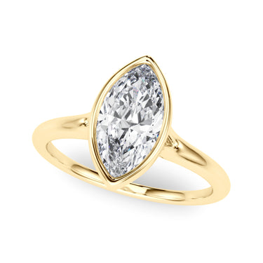 Bezel Set Marquise Solitaire Engagement Ring – Marquise Lab Diamond Engagement Ring in 18K Gold | Just Brilliant – side view