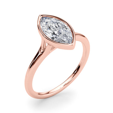 Bezel Set Marquise Solitaire Engagement Ring – Marquise Lab Diamond Engagement Ring in 18K Gold | Just Brilliant – view 12