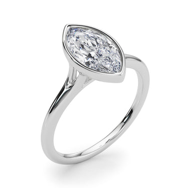 Bezel Set Marquise Solitaire Engagement Ring – Marquise Lab Diamond Engagement Ring in 18K Gold | Just Brilliant – lifesty...