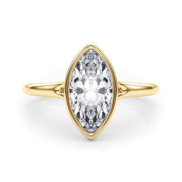 Bezel Set Marquise Solitaire Engagement Ring – Marquise Lab Diamond Engagement Ring in 18K Gold | Just Brilliant – view 7