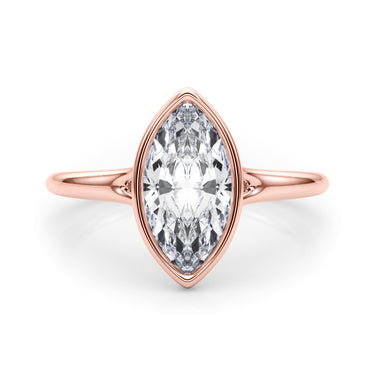 Bezel Set Marquise Solitaire Engagement Ring – Marquise Lab Diamond Engagement Ring in 18K Gold | Just Brilliant – view 11