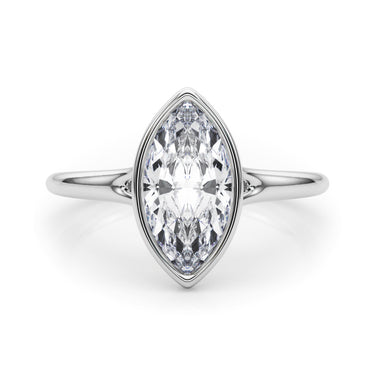 Bezel Set Marquise Solitaire Engagement Ring – Marquise Lab Diamond Engagement Ring in 18K Gold | Just Brilliant – close-u...