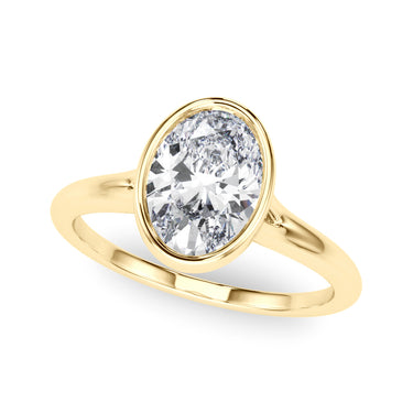 Bezel Set Oval Solitaire Engagement Ring – Oval Lab Diamond Engagement Ring in 18K Gold | Just Brilliant – side view