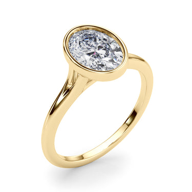 Bezel Set Oval Solitaire Engagement Ring – Oval Lab Diamond Engagement Ring in 18K Gold | Just Brilliant – view 8