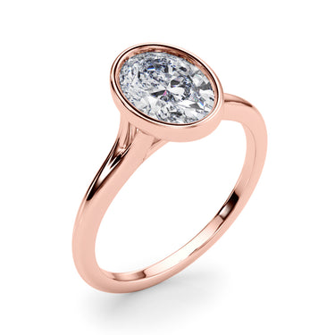Bezel Set Oval Solitaire Engagement Ring – Oval Lab Diamond Engagement Ring in 18K Gold | Just Brilliant – view 12