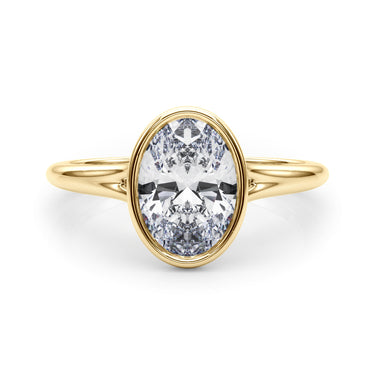 Bezel Set Oval Solitaire Engagement Ring – Oval Lab Diamond Engagement Ring in 18K Gold | Just Brilliant – view 7